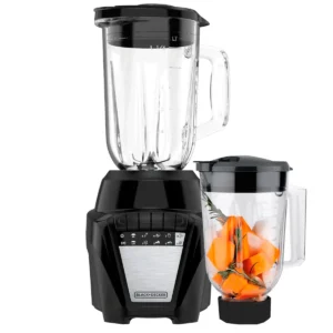 Black + Decker Licuadora Negra 700W, 8 Veloc Jarra de Vidrio 1.25L, Jarra de Plástico 1.65L BL0876-3BDLA